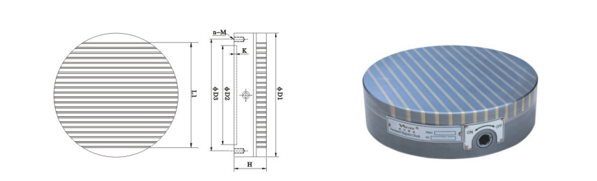 Parallel pole round permanent magnetic chuck