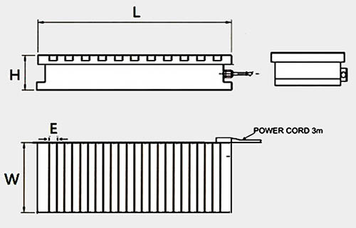 drawing of Electro Permanent Magnetic Grinding Table