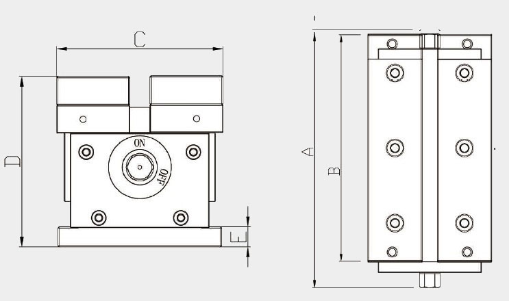 drawing of Permanent magnetic vise