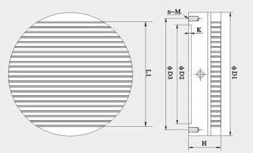 drawing of round permanent magnetic chuck