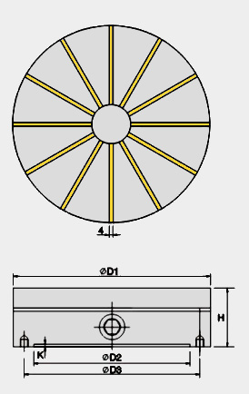 drawing of round permanent magnetic chuck